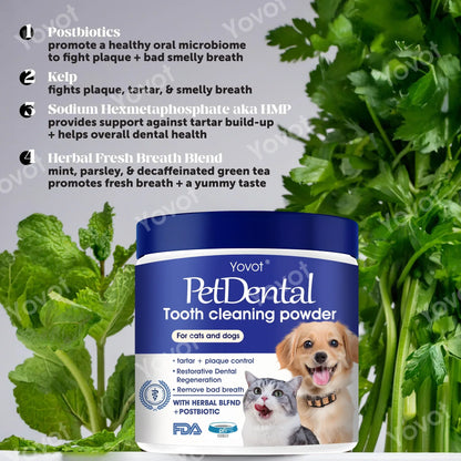 [Official Store] Last Day 70% OFF 🎉 - Yovot® Pet Dental Powder 🦷 – Freshen Breath, Regenerate Teeth & Remove Tartar 🐕 🐈(AVMA Recommended for Cats & Dogs)