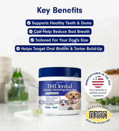 [Official Store] Last Day 70% OFF 🎉 - Yovot® Pet Dental Powder 🦷 – Freshen Breath, Regenerate Teeth & Remove Tartar 🐕 🐈(AVMA Recommended for Cats & Dogs)