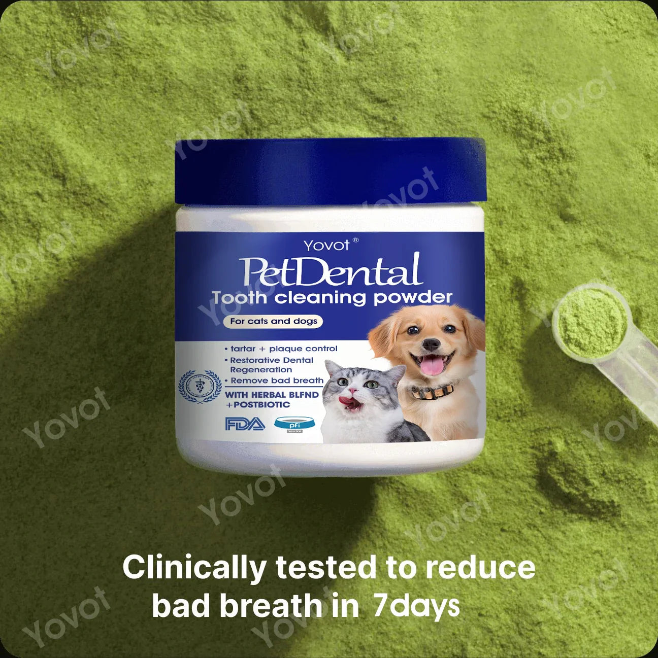 [Official Store] Last Day 70% OFF 🎉 - Yovot® Pet Dental Powder 🦷 – Freshen Breath, Regenerate Teeth & Remove Tartar 🐕 🐈(AVMA Recommended for Cats & Dogs)