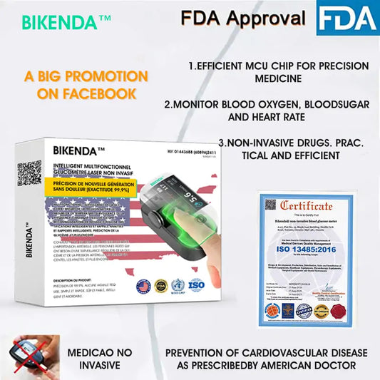 【OFFICIAL STORE】Bikenda™ Next-Generation Intelligent Multifunctional Non-Invasive Laser Blood Glucose Meter [99.9% Accuracy]